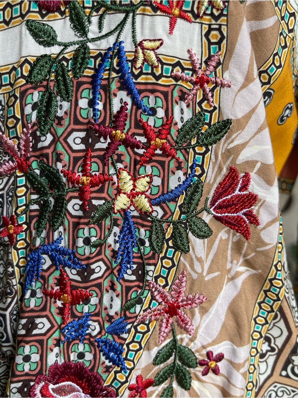 Aratta Brown Teal & White Mixed Print Blouse - Picture 7 of 13